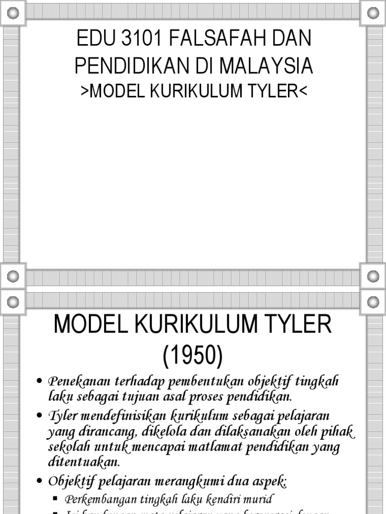 Model Kurikulum Tyler 1950 | PDF