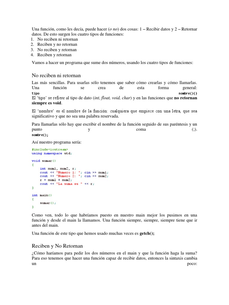 Funciones C++ | PDF | C ++ | Notación