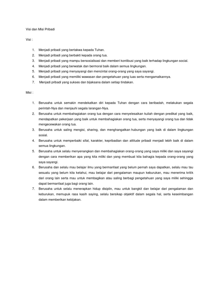 Visi Misi Pribadi