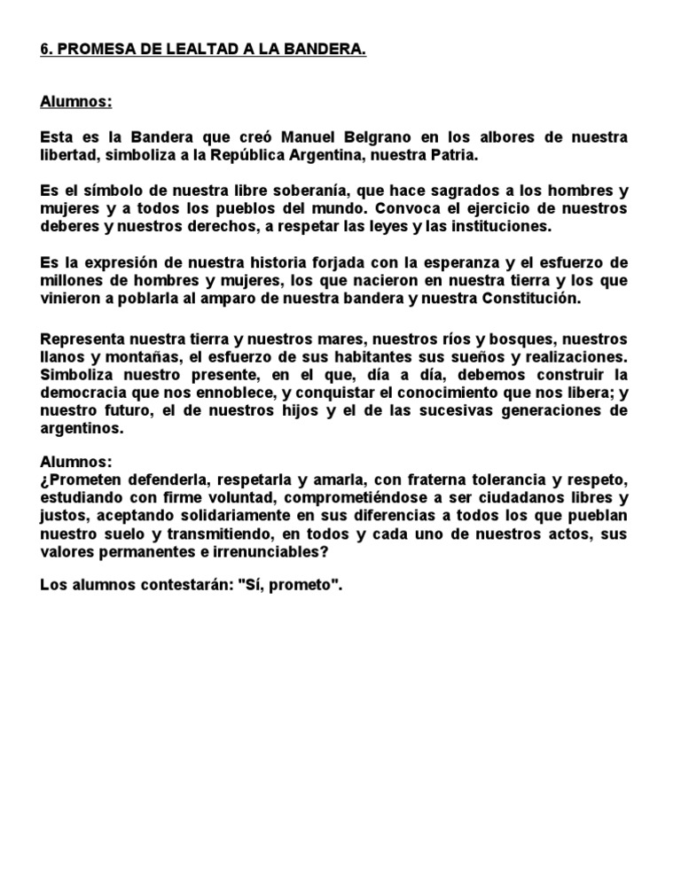 Promesa de Lealtad a la Bandera Argentina | PDF