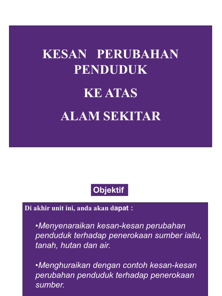 Kesan Perubahan Penduduk Terhadap Alam Sekitar Pdf