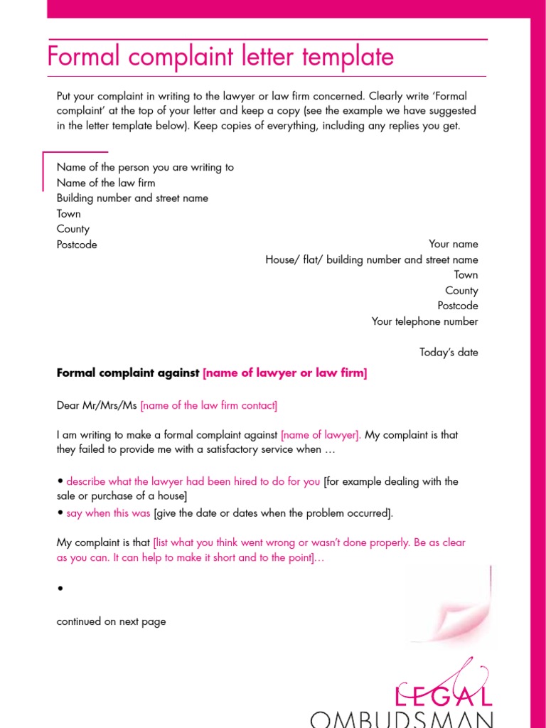 Formal Complaint Letter Template | PDF | Politics | Law