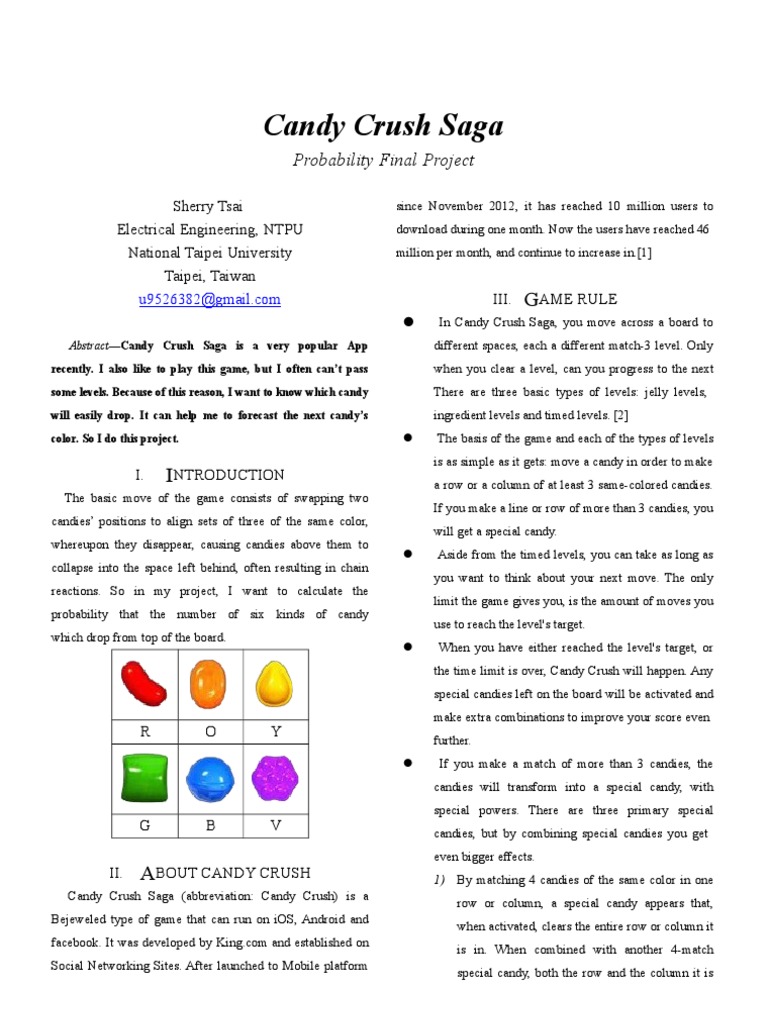 Probability Paper Candy Crush Saga Computing
