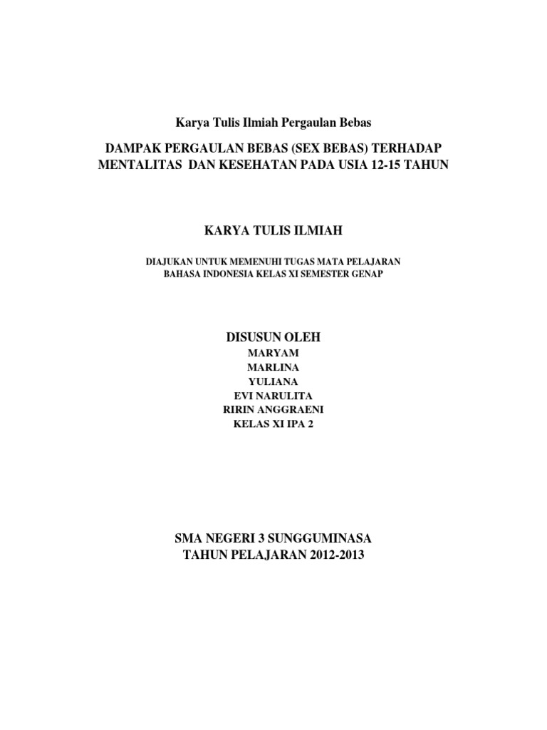 Karya Tulis Ilmiah Pergaulan Bebas