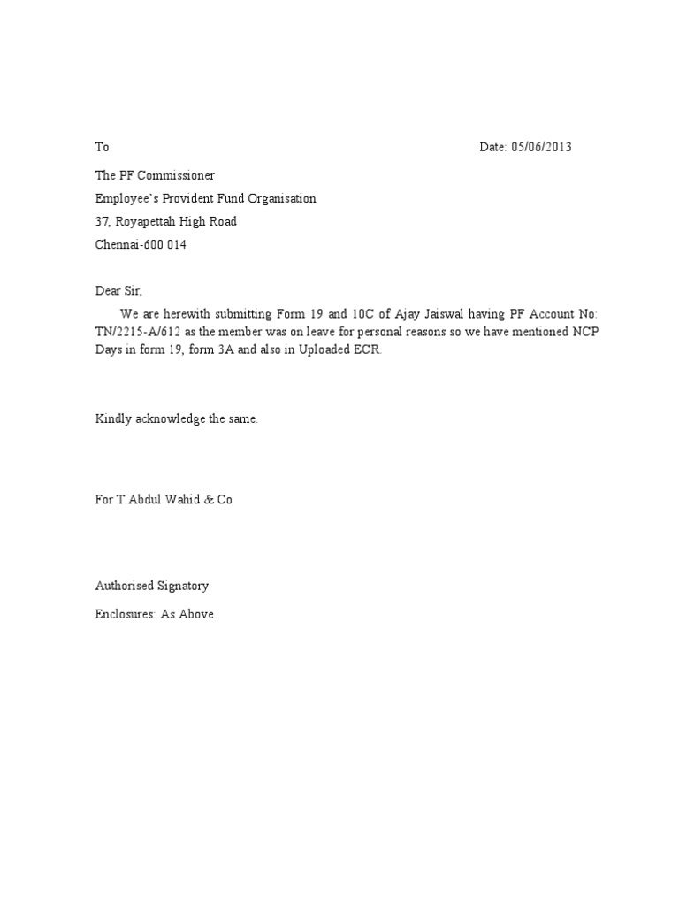 PF Letters Identity Document Government Information