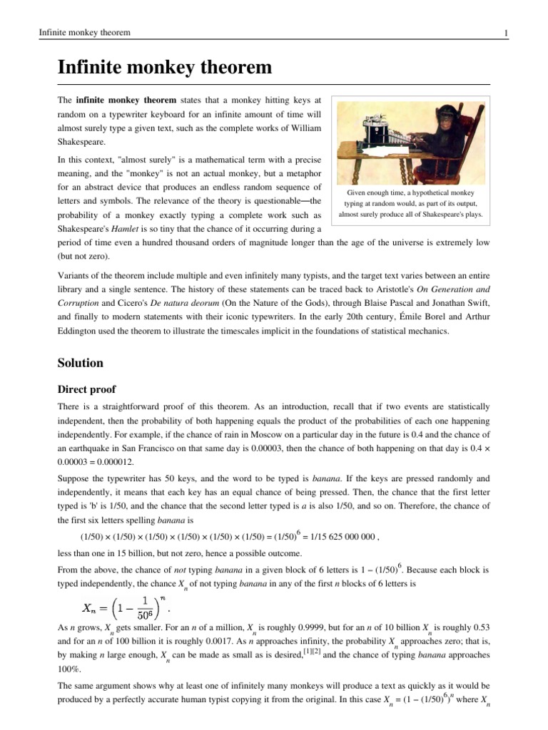 Infinite Monkey Theorem | PDF | Teaching Mathematics | Science