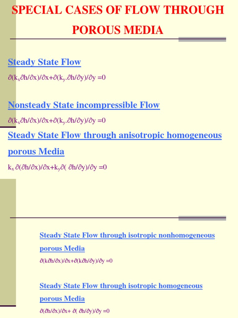 Special Cases of Flow Through Porous Media | PDF | Fluid Dynamics ...