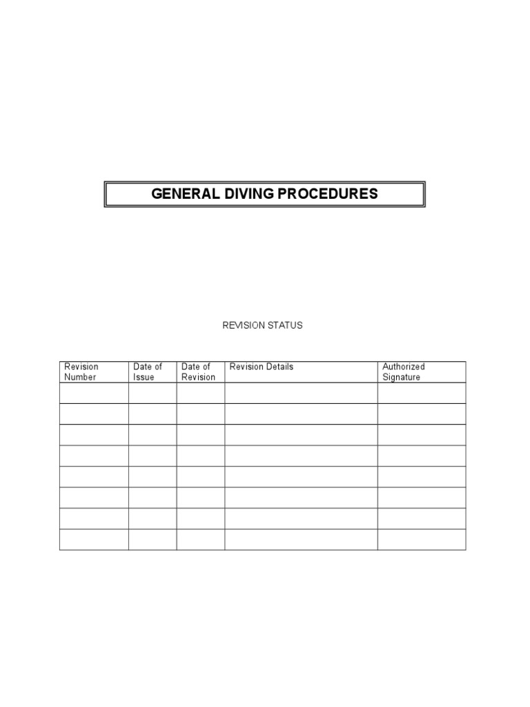 General Diving Procedures Scuba Diving Underwater Work