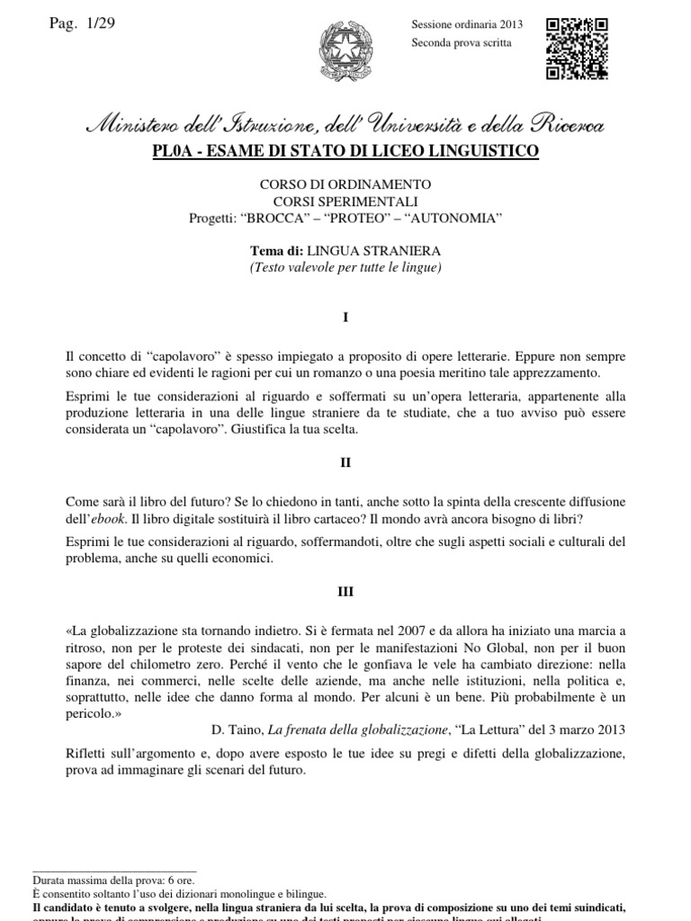 Seconda Prova Linguistico PDF