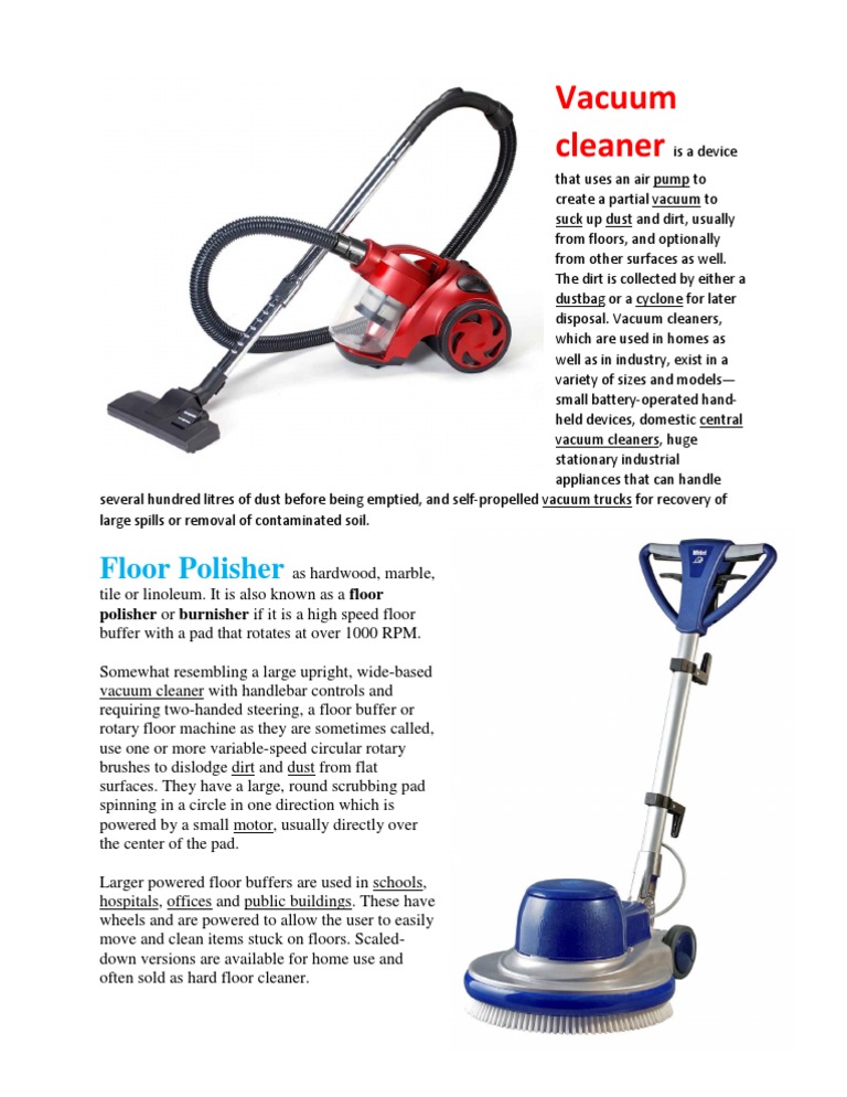 Vacuum Cleaner, Floor Polisher2 | PDF