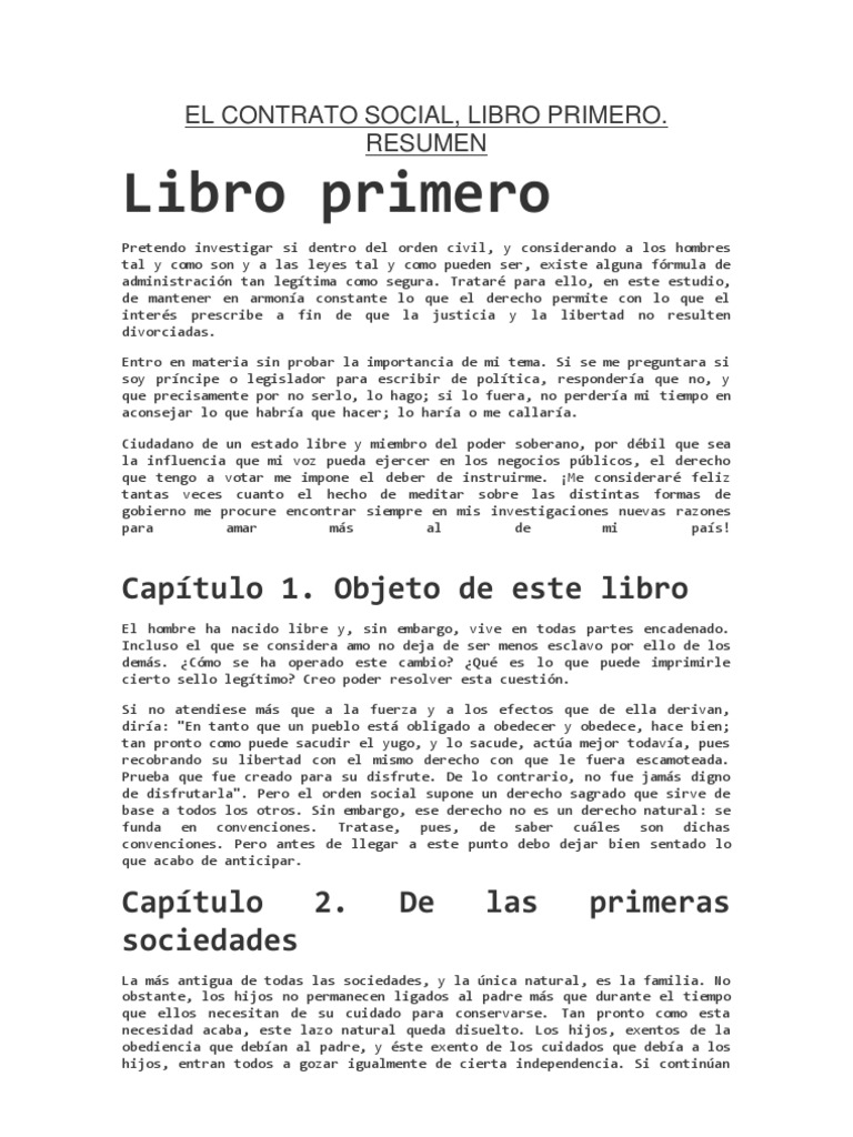 Resumen Libro 1 El Contrato Social Contrato social