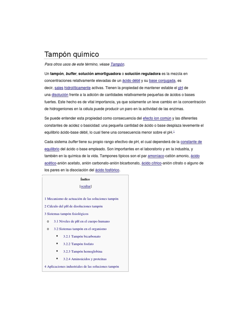 Tampón químico Solución tampón Química