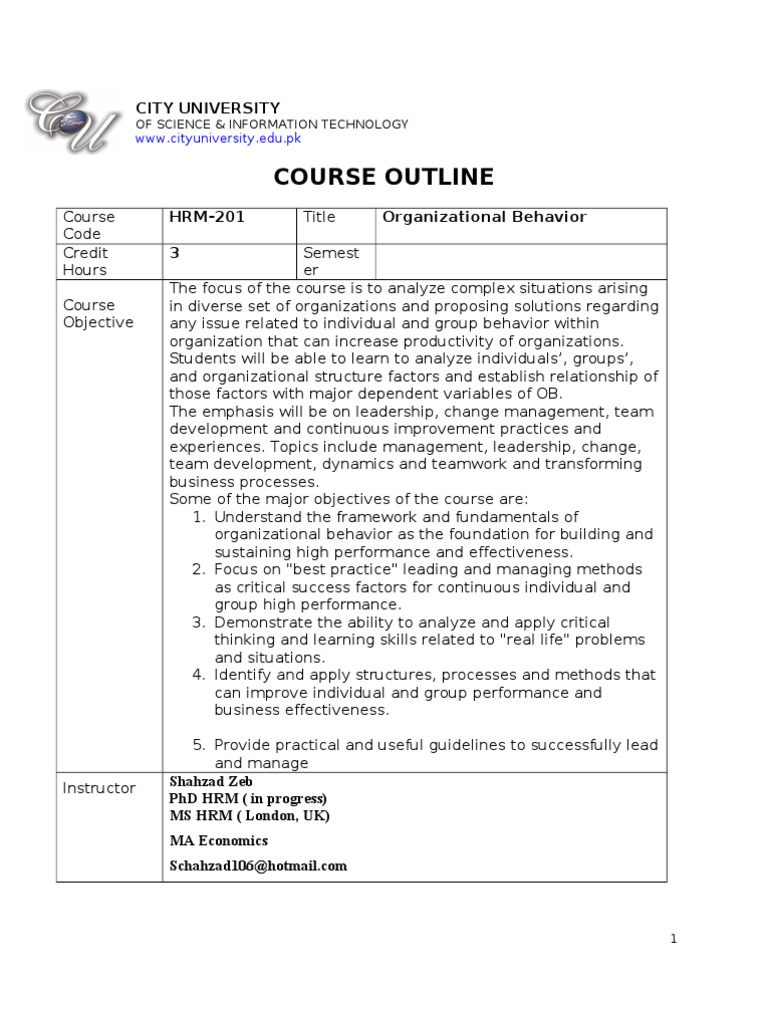 Organizational behavior outline image