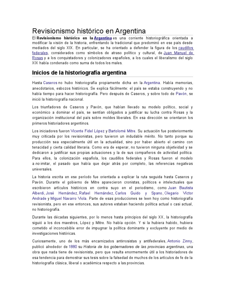 Revisionismo Histórico en Argentina | PDF | Historiografía | Argentina