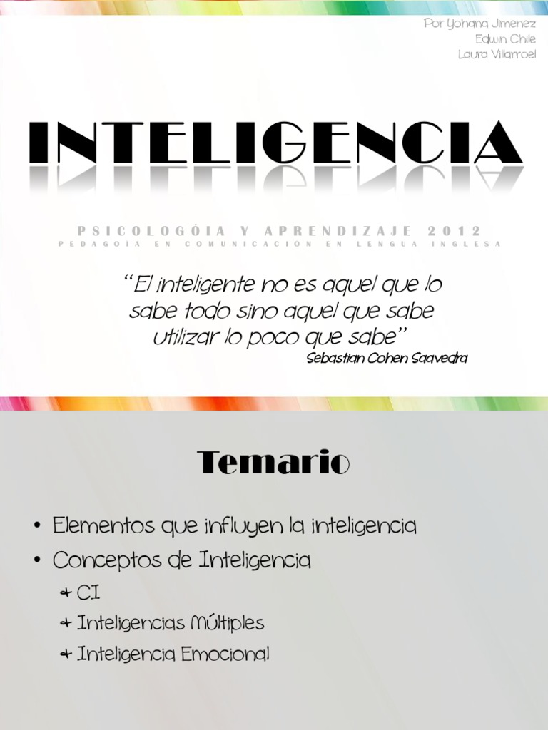 Conceptos y Tipos de Inteligencia | PDF | Cociente de inteligencia ...