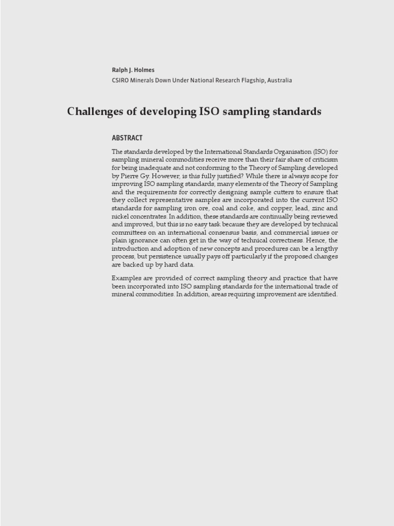 Challenges of Developing ISO Sampling Standards | PDF | Variance ...