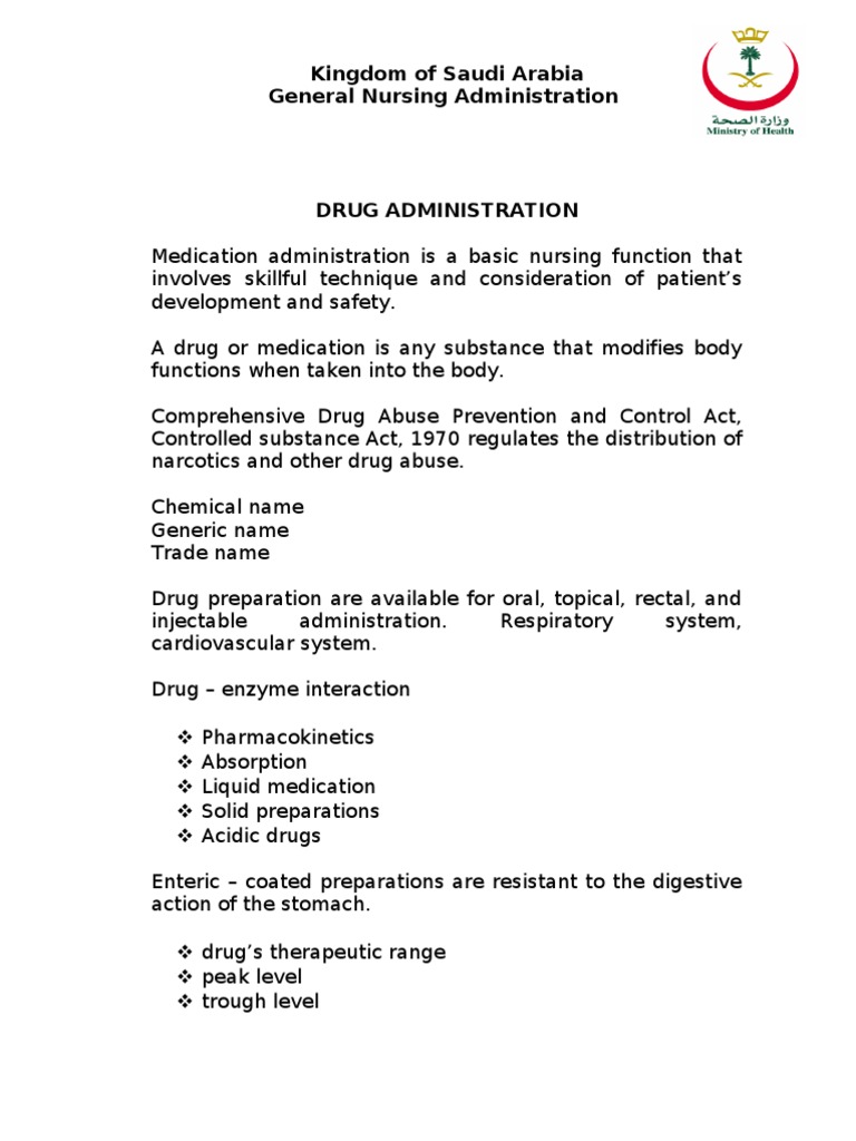 Nursing Guidelines for Drug Administration | PDF | Injection (Medicine ...