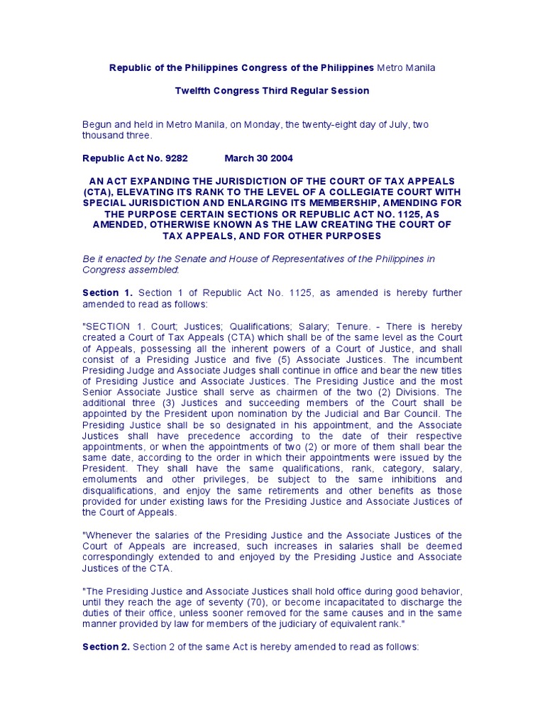 Ra 9282 | PDF | Judgment (Law) | Jurisdiction