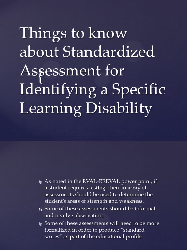 Standardized Assessments for SLD | PDF | Standardized Tests ...