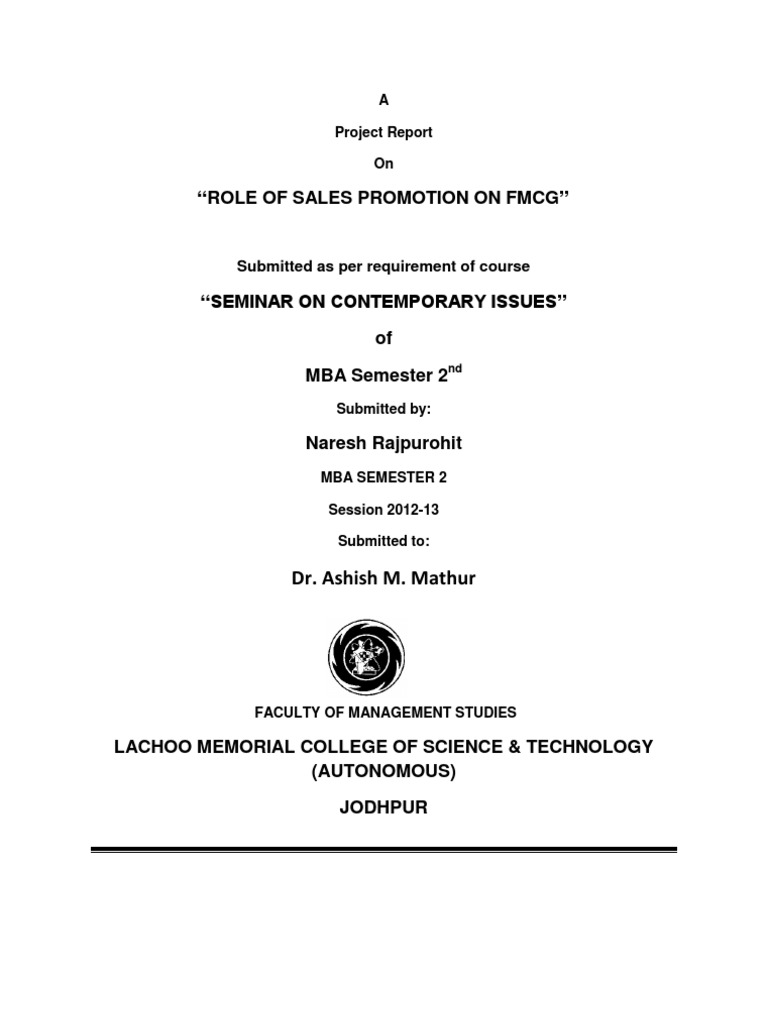 Impact of Sales Promotion on FMCG | PDF | Retail | Marketing