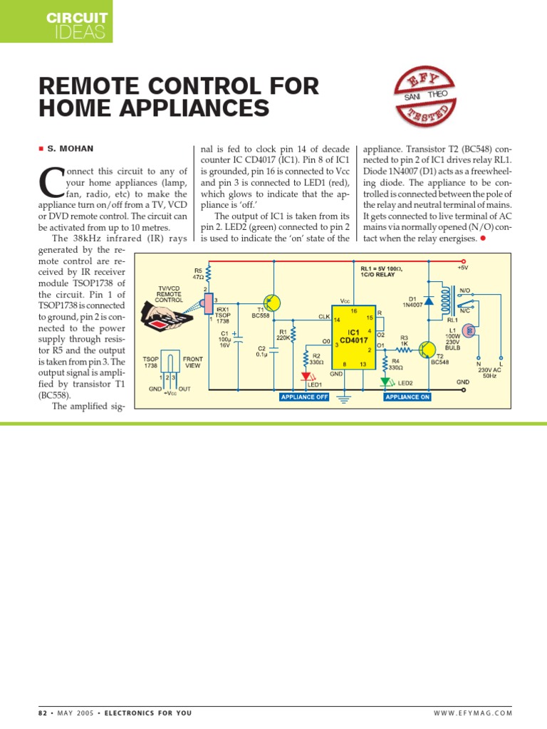 Remote Control Home Appliance Circuit | PDF | Science & Mathematics ...