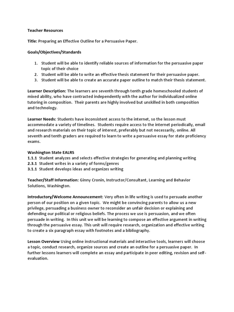 Teacher Resources  PDF  Persuasion  Essays