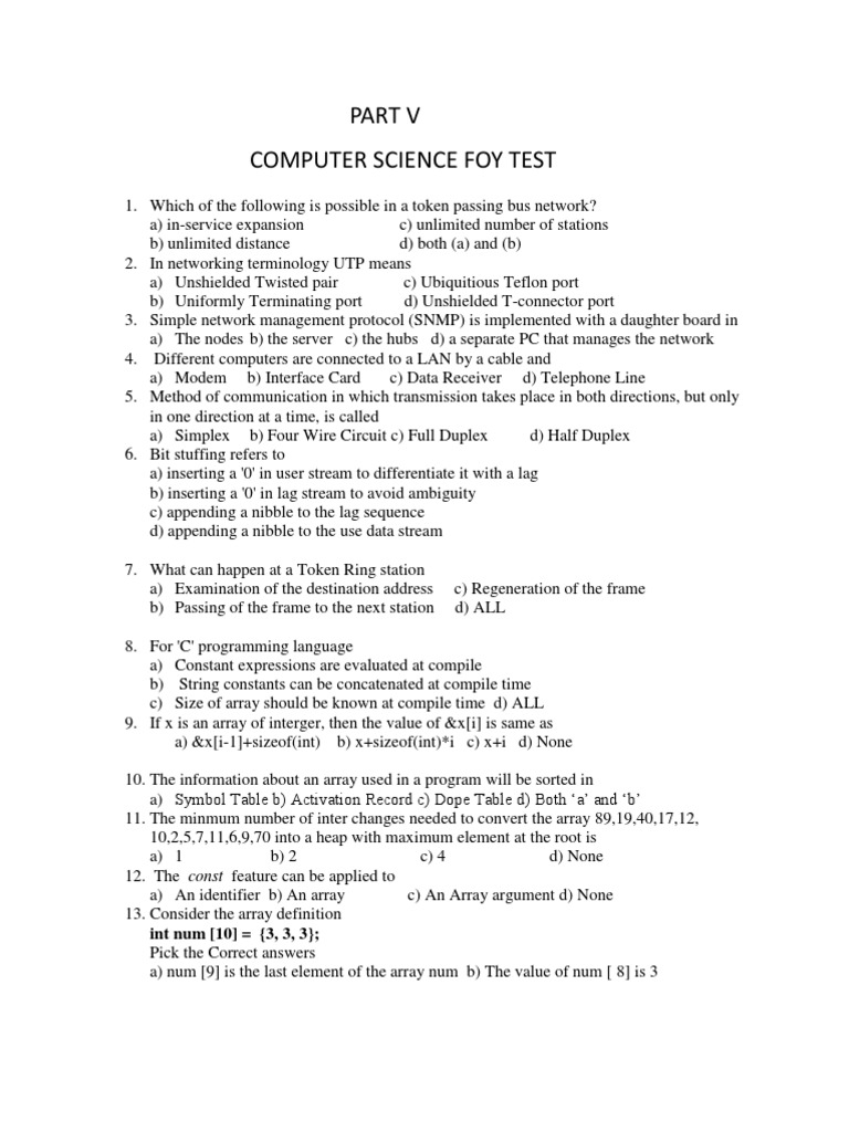 Computer Science Foy Test: Int Num (10) (3, 3, 3) | PDF | Relational ...