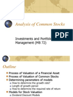 Analysis of Common Stocks: Investments and Portfolio Management (MB 72)