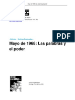 Mayo de 1968 Las Palabras y El Poder