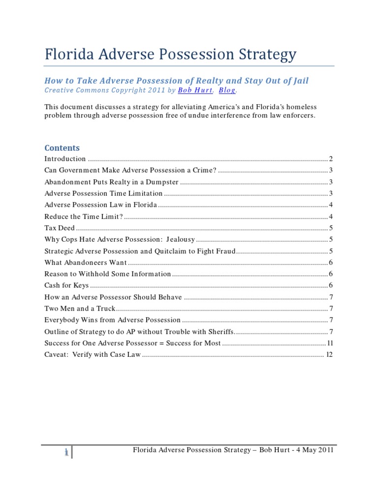 Florida Adverse Possession Strategy PDF