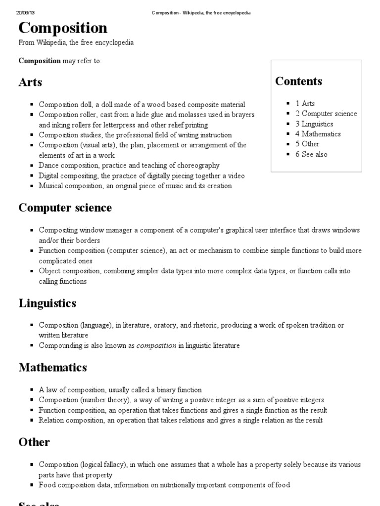 Composition: From Wikipedia, The Free Encyclopedia | PDF | Wikipedia ...