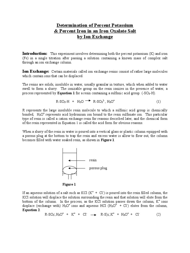 Ion Exchange Lab PDF Mole (Unit) Titration