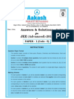 Aakash Solutions For JEE ADVANCED PAPER 1
