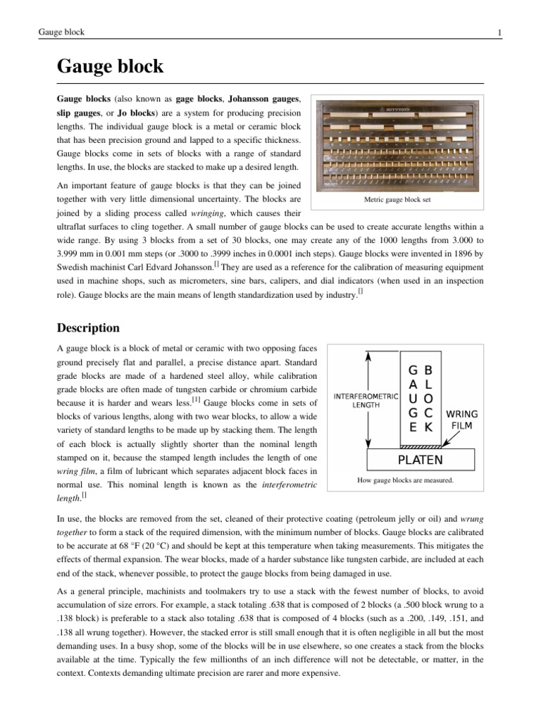 Gauge Block Metalworking Tools Free 30day Trial Scribd