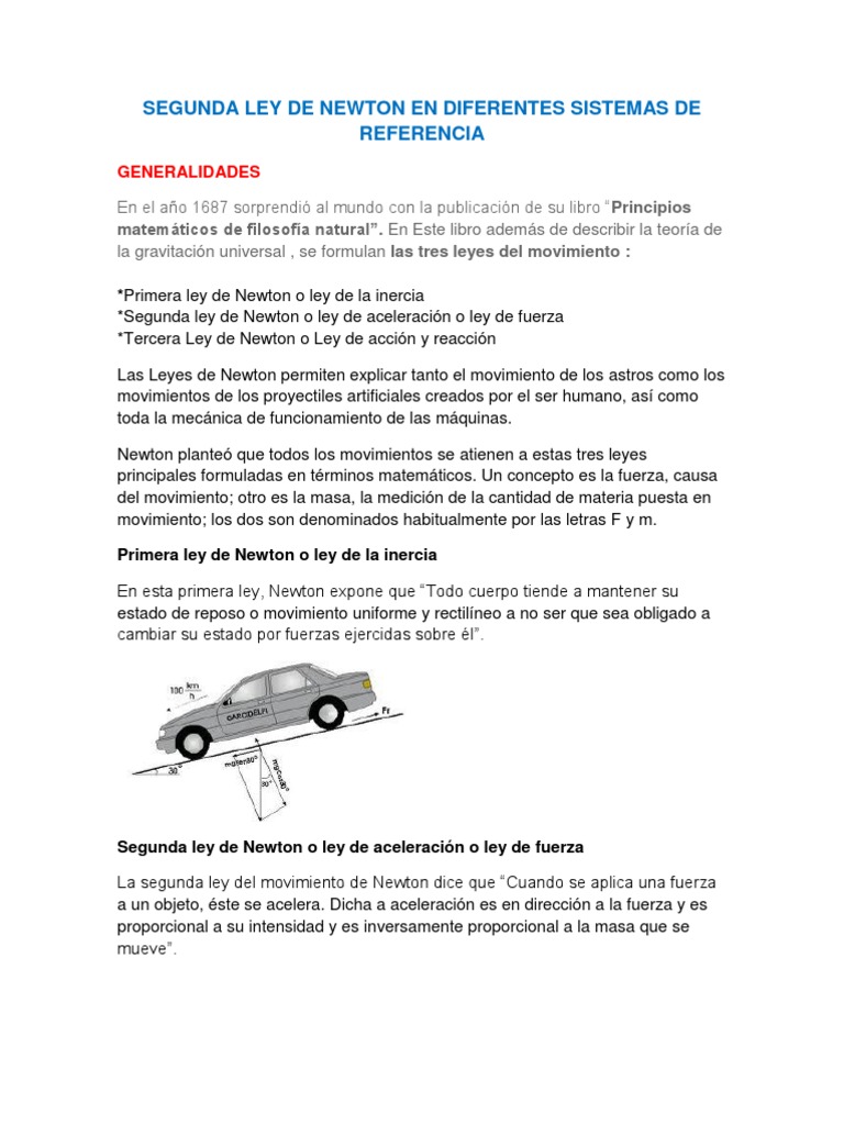 Segunda Ley de Newton en Diferentes Sistemas de Referencia | PDF | Las leyes  del movimiento de Newton | Masa