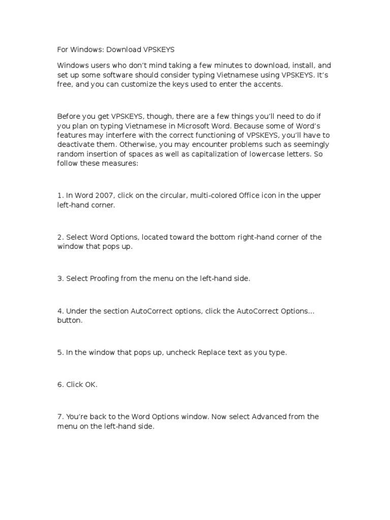 Setting Up VPSKEYS for Vietnamese Typing | PDF | Microsoft Word | Icon ...
