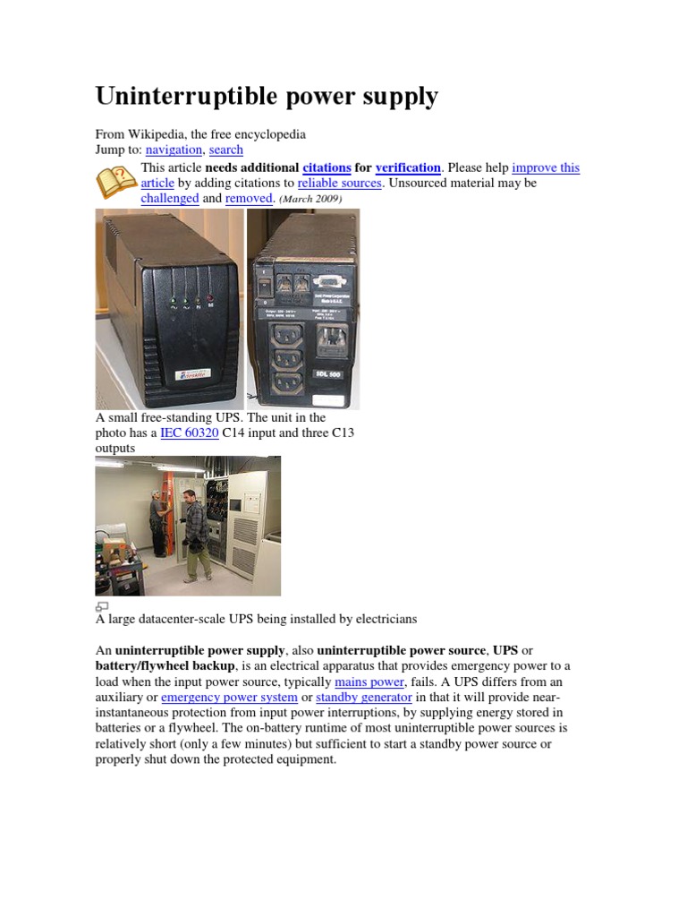 Overview of Uninterruptible Power Supplies | PDF | Battery (Electricity ...