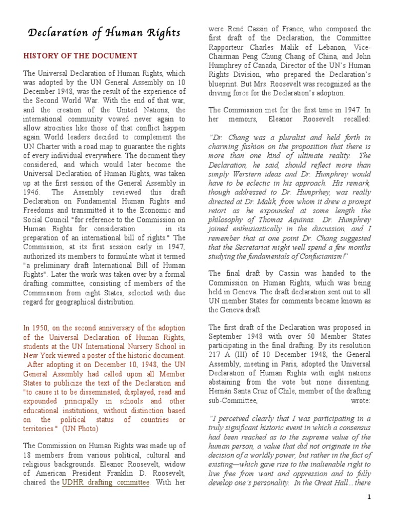 Adoption of the UDHR: December 10, 1948 | PDF | Human Rights | Natural ...