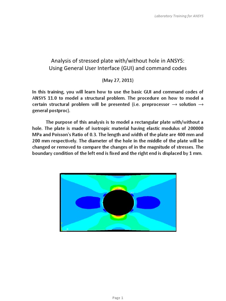 Plate With HOLE Stress Analysis | PDF | Elasticity (Physics) | Stress ...