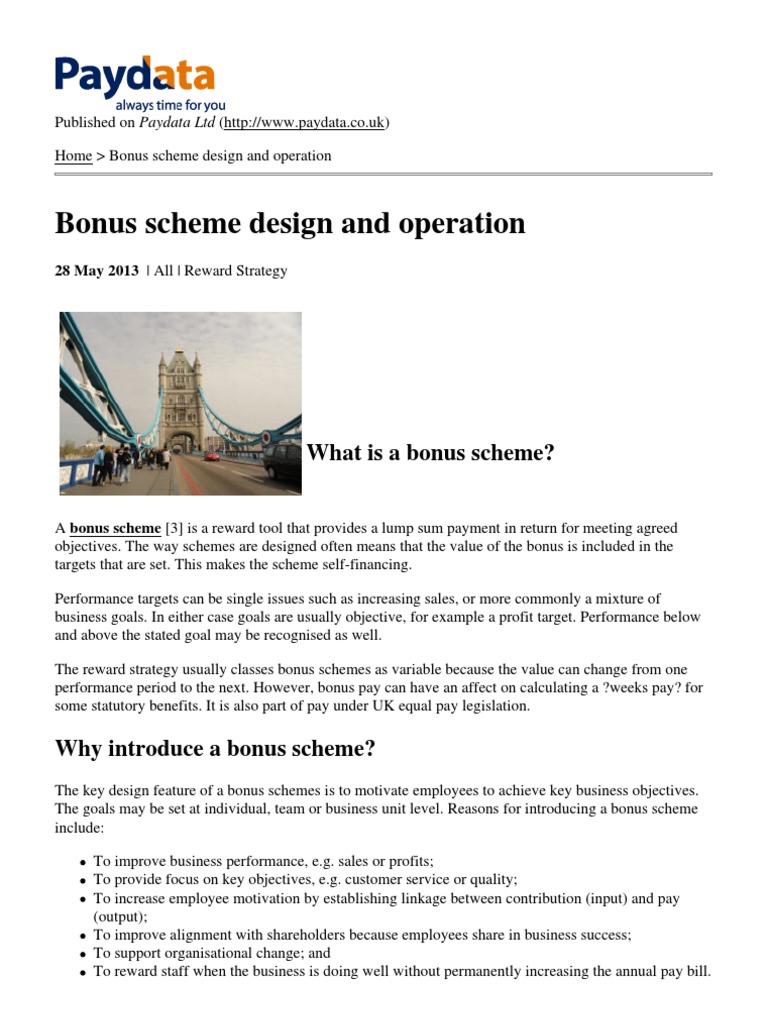 Paydata LTD - Bonus Scheme Design and Operation | PDF