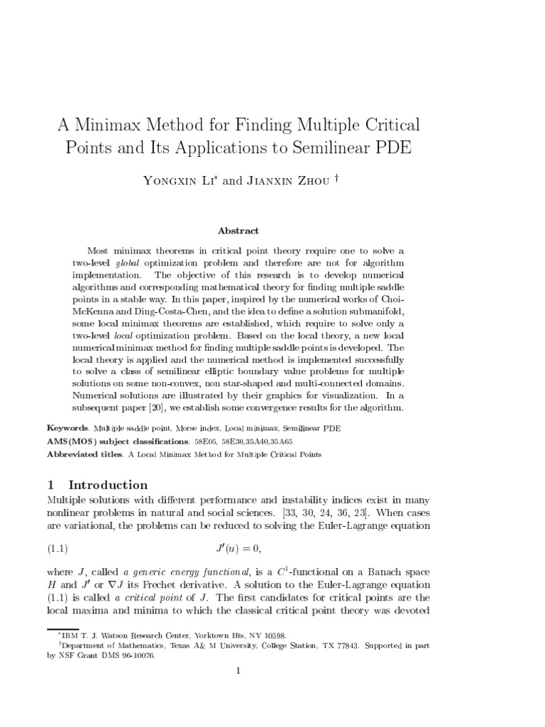 A Minimax Method For Finding Multiple Critical Points and Its ...