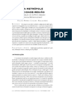 MAGALHAES Felipe - Da metropole a cidade-regiao - na direção de um novo arranjo metropolitano