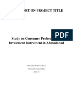 Sharmil Study on Consumer Preference for Investment Instrument in Ahmadabad