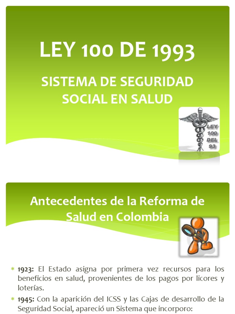 Ley 100 de 1993 Parte 1 Esfera pública Política