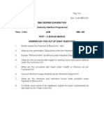 Bba Degree Examination (Industry Interface Programme) Time: 3 Hrs. LAW MM: 100 PART - A (5X5 25 MARKS) Answer Any Five Out of Eight Questions