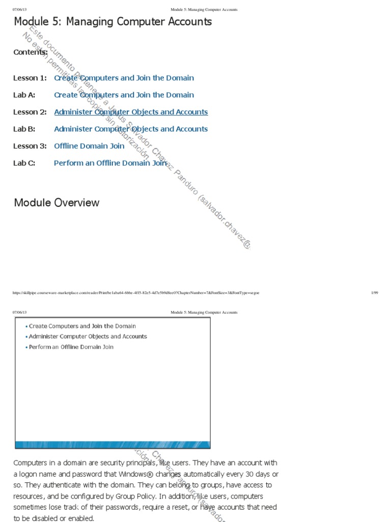 Module 5 Managing Computer Accounts Active Directory Group Policy