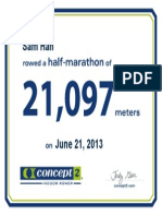 Concept2 2013 June 21 Half Marathon Certificate