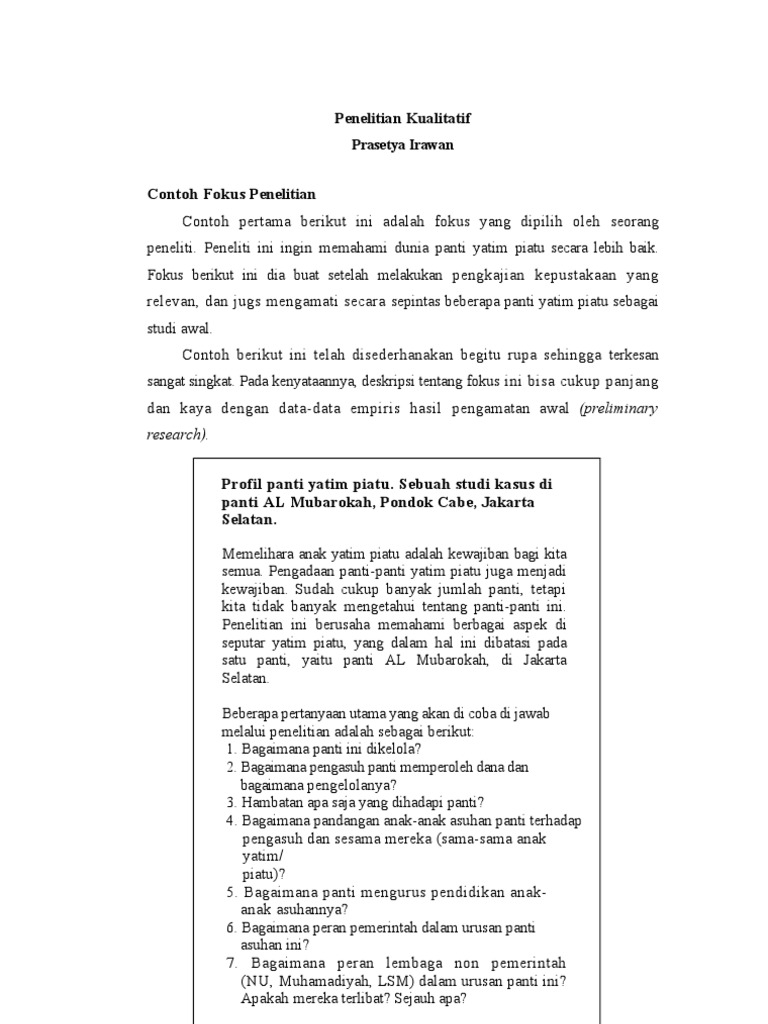 5-Contoh Fokus Penelitian Kualitatif