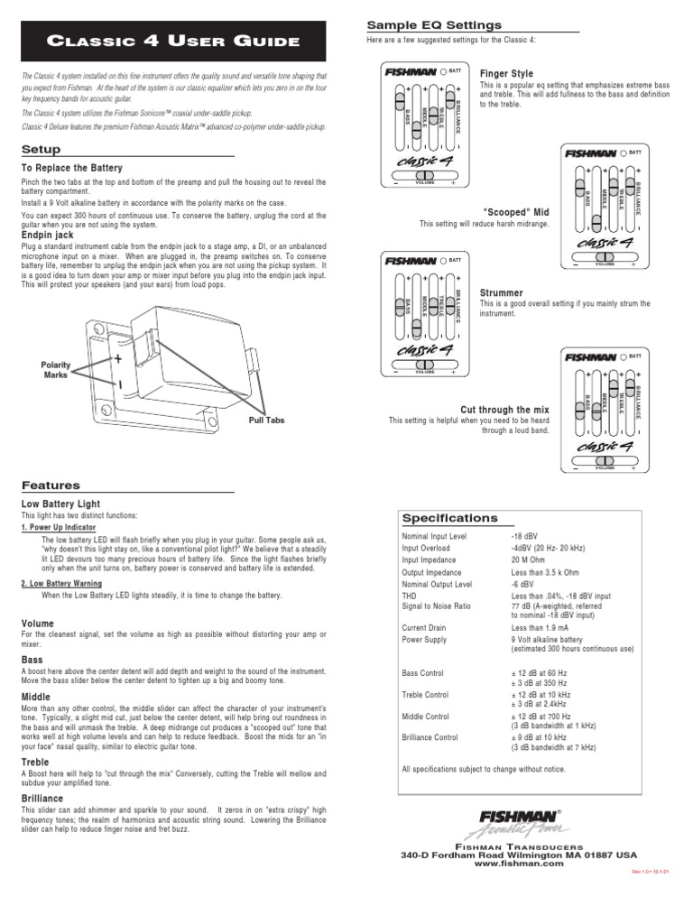 Fishman Classic 4 User Guide | Decibel | Bass Guitar