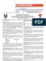 2013 E?Kc LMRCQ: New York Mets (28-41) Philadelphia Phillies (35-38) Vs